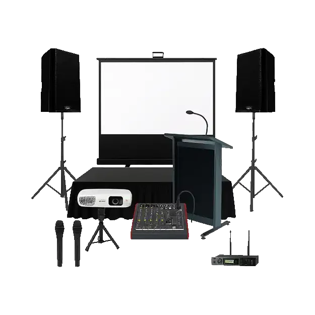 Conference Package with Projector and Pull Up Screen and Stage Piece