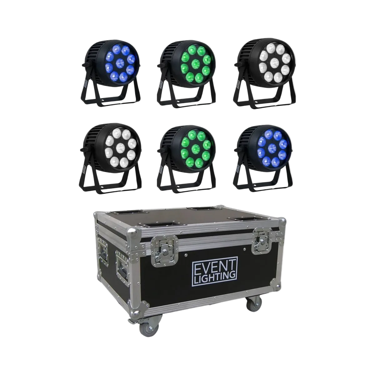 6 x Event Lighting Outdoor Battery Par Cans