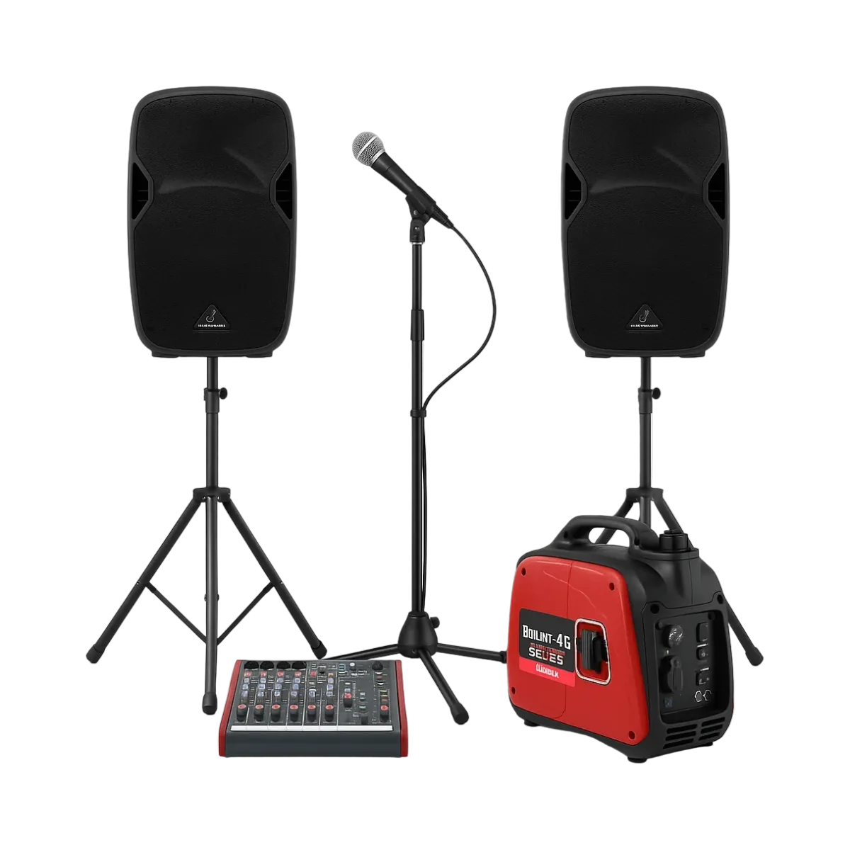 Generator and Powered Speaker Outdoor Band and Speech Package