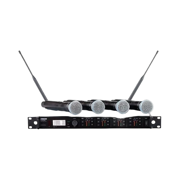 Shure ULX-D Quad Receiver with 4 x Shure SM58 Beta Handheld Microphones